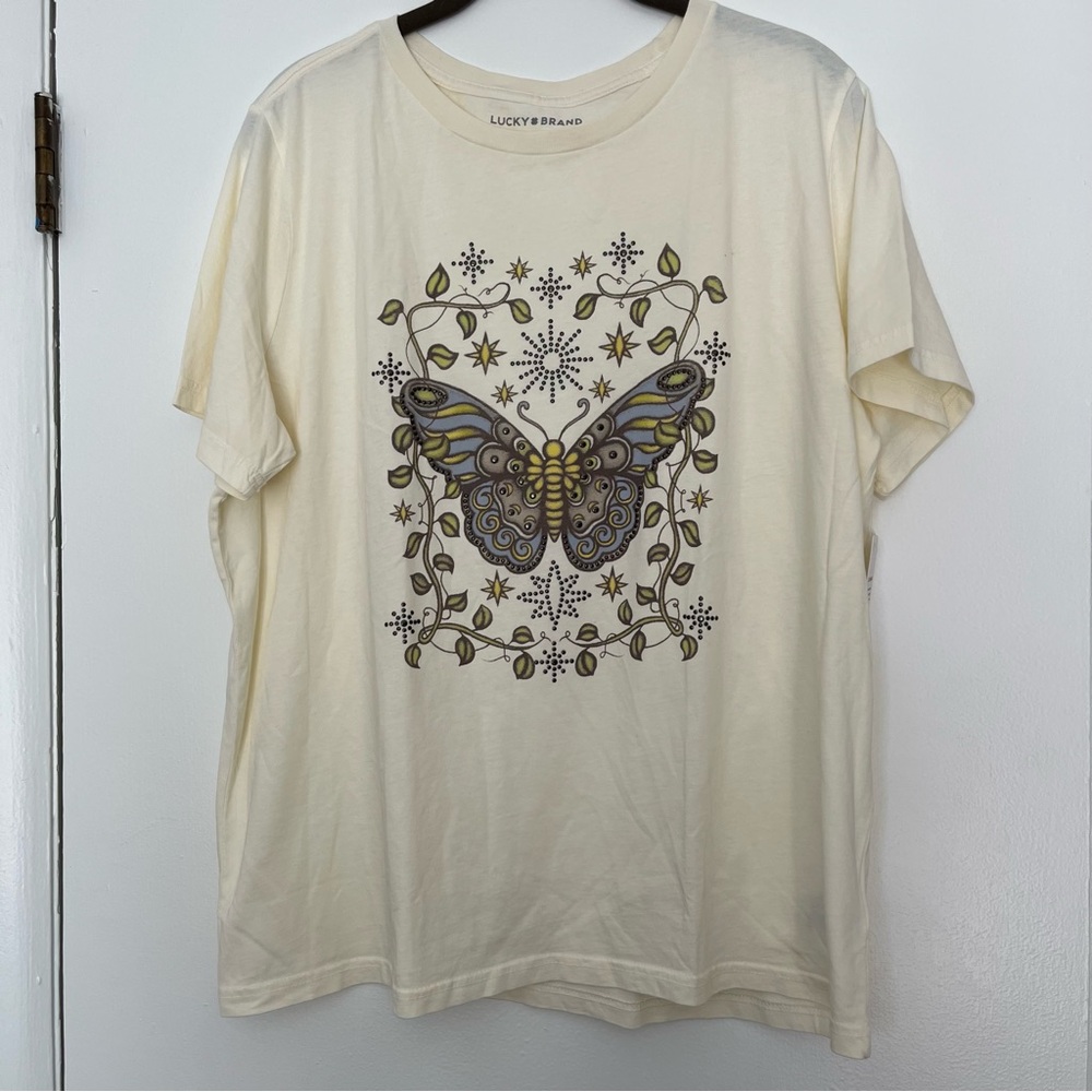 Lucky Brand women’s embellished butterfly  T Shirt XL NWT